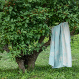 KLIPPAN リネン&シュニールコットン シングルブランケット birds in the snow ライトブルー