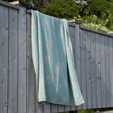 KLIPPAN リネン&シュニールコットン シングルブランケット birds in the snow ライトブルー