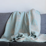 KLIPPAN リネン&シュニールコットン シングルブランケット birds in the snow ライトブルー