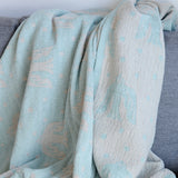 KLIPPAN リネン&シュニールコットン シングルブランケット birds in the snow ライトブルー