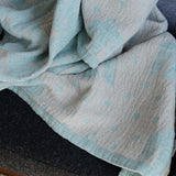 KLIPPAN リネン&シュニールコットン シングルブランケット birds in the snow ライトブルー