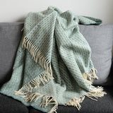 シ・コラサォン ウールブランケット Flower Green Gray / Water Green