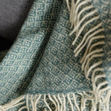 シ・コラサォン ウールブランケット Flower Green Gray / Water Green