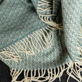 シ・コラサォン ウールブランケット Flower Green Gray / Water Green