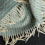 シ・コラサォン ウールブランケット Flower Green Gray / Water Green