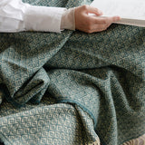 シ・コラサォン ウールブランケット Flower Green Gray / Water Green