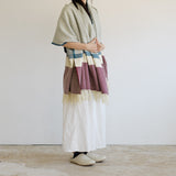 シ・コラサォン ウールコットンブランケット Diagonal Stripe azul & bordeaux