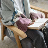 シ・コラサォン ウールコットンブランケット Diagonal Stripe azul & bordeaux