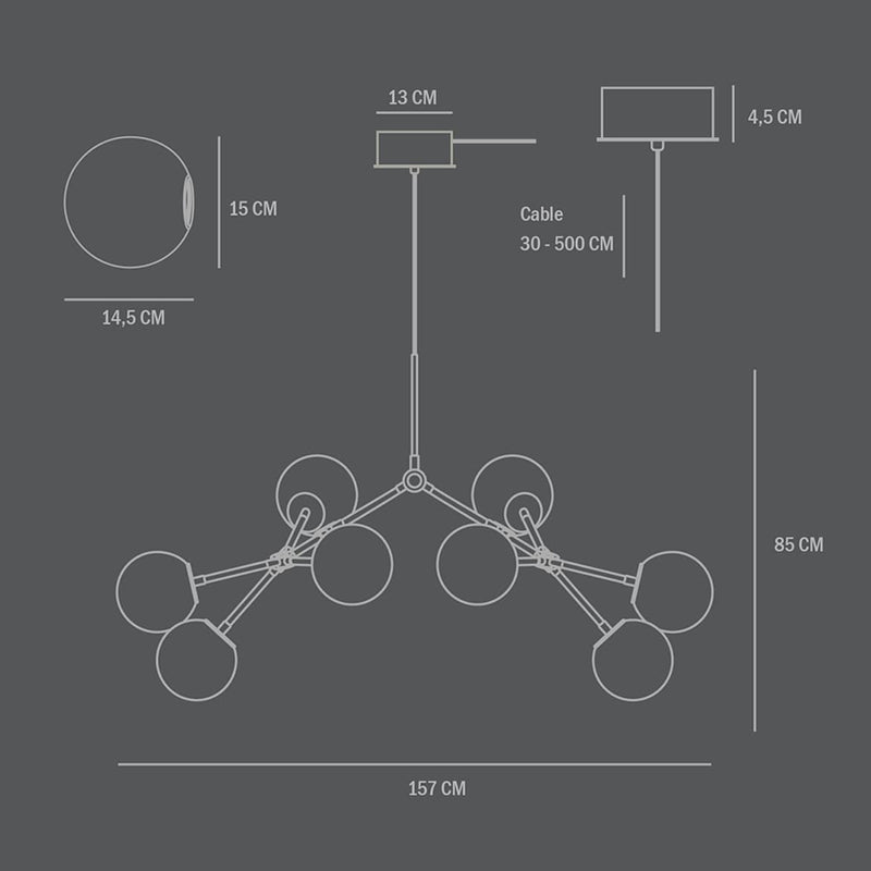 101 COPENHAGEN【日本代理店】デンマークデザイン Drop Chandelier Bulp Grey (5m)