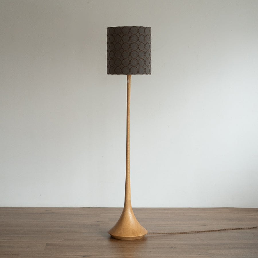 kilta floor lamp (tambourine) grey x yellow | oak/walnut solid wood