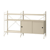 String フリースタンドシェルフ 2列 メタル棚板＋キャビネット