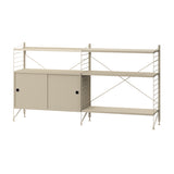 String フリースタンドシェルフ W78 D30 ×2列 メタル棚板＋棚板＋キャビネット