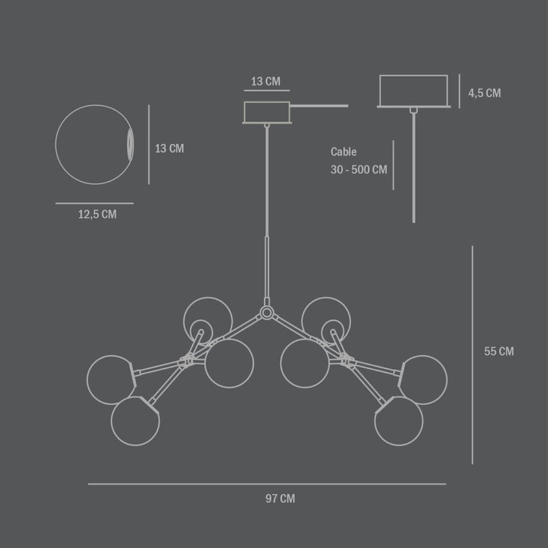 101 COPENHAGEN【日本代理店】デンマークデザイン Drop Chandelier Bulp Mini Grey (5m)