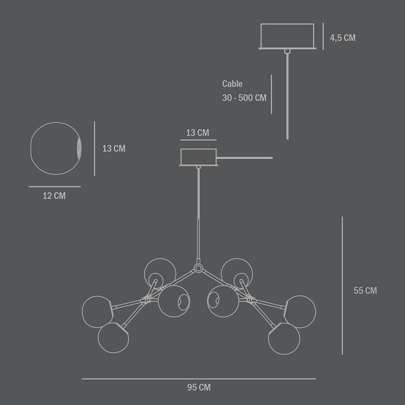 101 COPENHAGEN【日本代理店】デンマークデザイン Drop Chandelier Mini Globe Burned Black (5m)