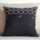 mina perhonen dop 「tambourine × choucho」クッションカバー インディゴ×インディゴ