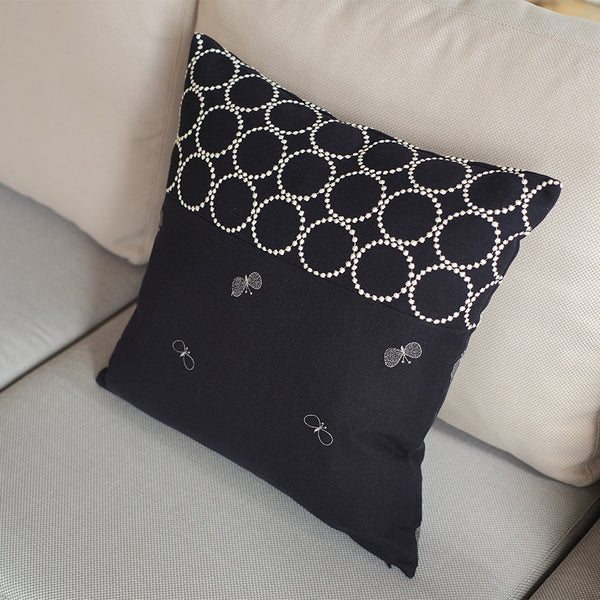 mina perhonen dop 「tambourine × choucho」クッションカバー インディゴ×インディゴ