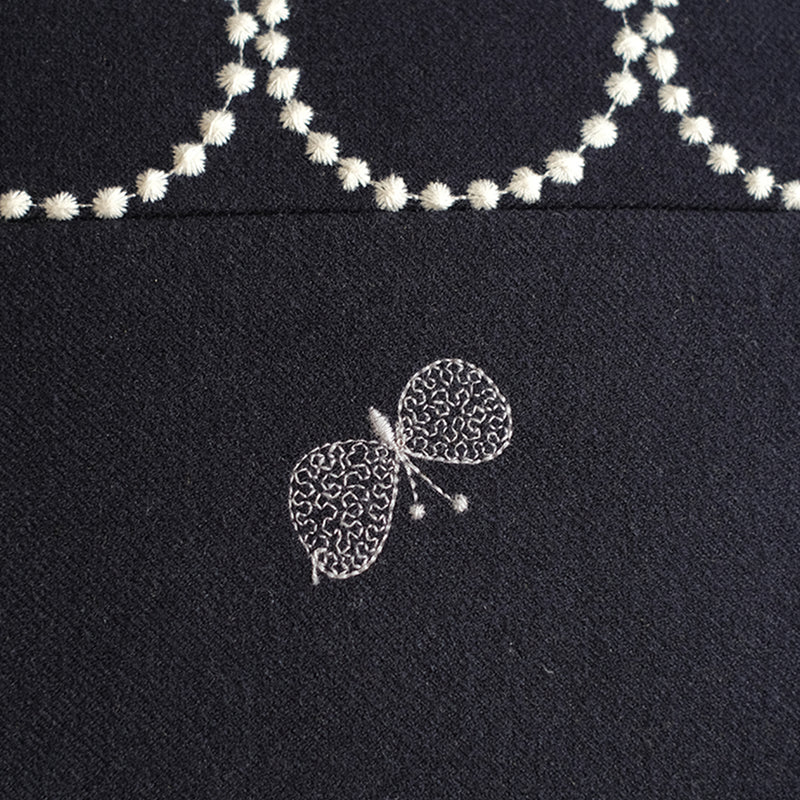 mina perhonen dop 「tambourine × choucho」クッションカバー インディゴ×インディゴ